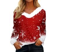 Sweatshirts Femmes Pull De Noel Femme Chaud Drole Pull Noel Femme Grande Taille Bonnet De Noël Sweat Chic Père Noël Vetement Stitch Automne 2#Rouge S