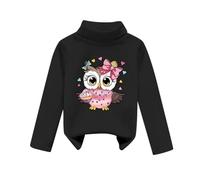 Sweatshirts Fille,2024 Enfants Bébé Garçons Et Filles Chemises en Polaire Col Haut Hauts Doux T-Shirt Unisexe Pull Sweat Robe Sweat Fille Capuche Grande Taille (Black, 12-18 Months)