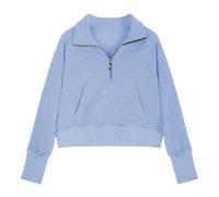 Sweatshirts Fille 5-14 Ans sans Capuche Pull Enfant Mignon Zippé 1/2 Unie | Sweat avec Poche Court A la Mode Col Montant Pullover Ado Manche Longue Oversize Sweatshirt Streetwear Sport Hiver Large