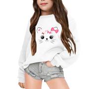 Sweatshirts Fille Sport Mode Vêtements Enfants Manches Longues Coton Pull Tops Vetement de Décontractés Pullover Adolescent Col Rond et Ado 7-14 Ans