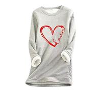 Sweatshirts for Women Long Sleeves Pullovers Tops Women's Autumn and Winter Print Loose Tops Thickened and Warm Fit Bottoming Shirt Sweatshirt (Grey, M) g4290