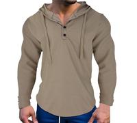 Sweatshirts Homme, Vintage Bouton Print Chemise Homme T Shirt Homme Manches Longues Décontractés Pull à col Montant pour Homme Automne et Hiver Vintage Pas Cher Sweat Homme sans Capuche