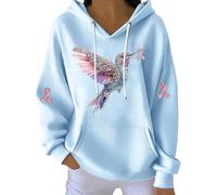 Sweatshirts légers pour femmes Kind Mind Wear Tee-shirt contre le cancer du sein In We Wear Sweatshirt Shirt avec sweat à capuche pour femmes, bleu ciel, L