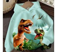 Sweatshirts longs à manches pour garçons, style décontracté et confortable avec motifs dessin animé d'animaux, de dinosaures mignons, et de paysages de style sportif en graffiti 3D. Convient pour l'au
