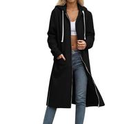Sweatshirts longs pour femmes UK avec fermeture éclair et poches, vestes en polaire à zip complet pour dames, cardigans longs, tuniques avec fentes latérales, pulls oversized, manteaux longues, 01