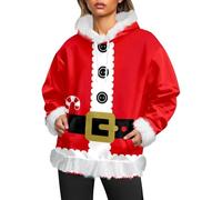 Sweatshirts Noel Femme Pull à Capuche en Polaire Douce et Confortable avec imprimé Festif idéal Quotidien et pour Les activités de Plein air. Manches Longues Confortables. (Red XS)