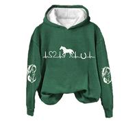 Sweatshirts pour femmes Royaume-Uni cheval amoureux des battements de cœur décontracté à manches longues sweat-shirt doux imprimé chemise d'hiver haut tenue d'automne, Vert, XL