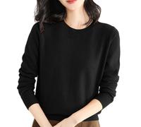 Sweatshirts pour femmes UK Pull à col roulé pour femme Grande taille en tricot épais, Noir , XL