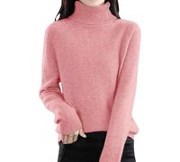 Sweatshirts pour femmes UK Pull à col roulé pour femme Grande taille en tricot épais, rose, XXL