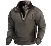 Sweatshirts pour hommes Pull en polaire avec fermeture éclair 1/4 Sweat-shirt polaire Pull thermique Pull de travail Chasse Manches longues T-shirt fonctionnel Pull d'hiver sans capuche Pull d'hiver