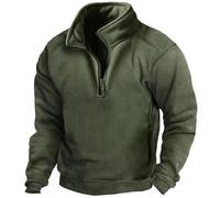 Sweatshirts pour hommes Pull en polaire avec fermeture éclair 1/4 Sweat-shirt polaire Pull thermique Pull de travail Chasse Manches longues T-shirt fonctionnel Pull d'hiver sans capuche Pull d'hiver