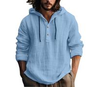 sweatshirts pour hommes & sweatshirts New Europe And The States Cotton And The States Cotton And Linen Shirt Hooded Sweater Hooded Sleeve Short Hooded Spring And Summer Casual Men's Beach T Shirt Mens