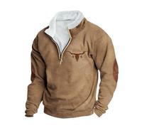 Sweatshirts pour hommes UK avec imprimé aztèque ethnique vintage, col montant, fermeture éclair sur le quart, pulls amples thermiques confortables à manches longues pour l'automne et l'hiver, tops de