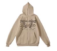 Sweatshirts Pull à capuche pour homme avec fermeture éclair et lettres imprimées style couple, sweat-shirt décontracté à coupe ample pour un usage quotidien en plein air Sweat-shirt de camp pour