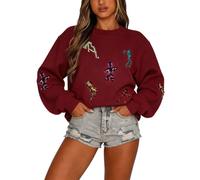 Sweatshirts sans Capuche d'halloween Femmes Sweatshirt à Impression Graphique en 3D Sweat Crewneck Amusant Haut De Page Pullover Travail Et Quotidien SoiréE d'halloween DéContractéE Chic