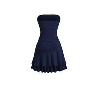 SweatyRocks Mini robe bandeau sans bretelles pour femme - Robe tube - Sans manches - Robe d'été courte - Robe de fête Y2K - Avec ourlet à volants, bleu foncé, S