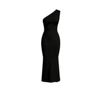SweatyRocks Robe longue élégante pour femme - Robe crayon moulante en queue de poisson - Robe plissée avec encolure asymétrique, Noir , XS