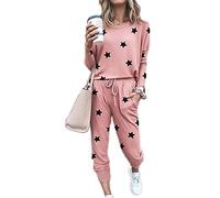 Sweatyshark Survêtement Femme Ensemble de Sport 2 Pièce Sweatshirt + Pantalon avec Poches Casual Pyjama D'Intérieur Jogging Pullover Outwear Tenue Yoga Sportswear,C Rose,XXL