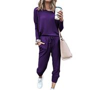 Sweatyshark Survêtement Femme Ensemble de Sport 2 Pièce Sweatshirt + Pantalon avec Poches Casual Pyjama D'Intérieur Jogging Pullover Outwear Tenue Yoga Sportswear