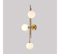 SweAtz Appliques murales en verre globe linéaire à 3 lumières moderne or antique mi-siècle applique murale intérieur long bras bar lampe clair vert lait blanc applique murale pour chevet chambre sa