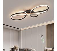 SweAtz Plafonnier LED à intensité variable avec télécommande, design moderne et créatif, luminaire pour salon, chambre à coucher, cuisine, salle à manger (noir, 60 W, L80 cm)