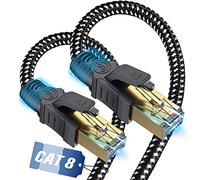 SWECENT Cat 8 Câble Ethernet 30m，Réseau RJ45 Super Débit 40Gbps 2000MHz Nylon Tressé Double Blindage Compatible avec Routeur Switch Modem Décodeur TV Box Internet PS5 PS5 Xbox Console de Jeux PC