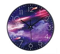 SWECOMZE Horloge murale silencieuse - 25 cm - Pour enfant - Cadran avec galaxie et étoiles - Ciel étoilé - Décoration pour salon et chambre d'enfant (040)