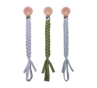 SWECOMZE Lot de 3 attache-tétine en coton - Pour nouveau-nés - Bleu + gris + vert