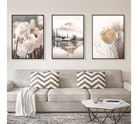 SWECOMZE Lot de 3 posters de qualité supérieure - Décoration d'intérieur élégante pour chambre à coucher et salon - Poster vintage - Images beiges - Sans cadre photo (style B, 50 x 70 cm)