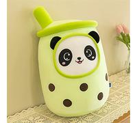 SWECOMZE Panda - Peluche au thé aux perles - Coussin mignon et doux - Motif tasse de thé aux perles - 23 cm - Vert