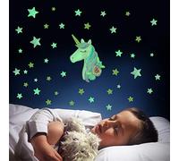 SWECOMZE Sticker mural licorne phosphorescent dans le ciel étoilé, magnifique sticker mural pour chambre à coucher (style A)