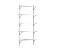 Swedese Étagère Levi à 5 plateau Blanc laqué frêne-laiton. 90 cm