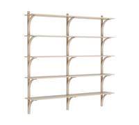 Swedese Étagère Levi à 5 plateau Blanc pigmenté chêne-aluminium. 180 cm