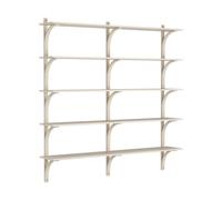 Swedese Étagère Levi à 5 plateau Blanc pigmenté frêne-laiton. 180 cm