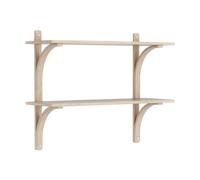 Swedese Étagère Levi Chêne blanchi-acier inoxydable. 2 étagères. 90 cm