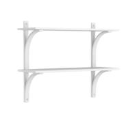 Swedese Étagère Levi Frêne blanc-acier inoxydable. 2 étagères. 90 cm
