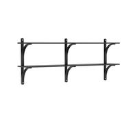 Swedese Étagère Levi Frêne noir-acier inoxydable. 2 étagères. 180 cm