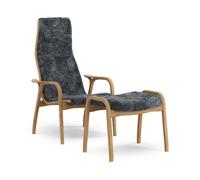 Swedese Fauteuil et repose-pieds Lamino chêne huilé/peau de mouton Charbon (gris foncé)