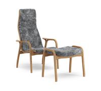 Swedese Fauteuil et repose-pieds Lamino chêne huilé/peau de mouton Scandinavian Grey (gris)
