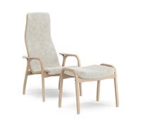 Swedese Fauteuil et repose-pieds Lamino hêtre laqué/peau de mouton Blanc cassé (blanc)
