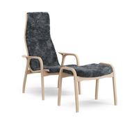 Swedese Fauteuil et repose-pieds Lamino hêtre laqué/peau de mouton Charbon (gris foncé)