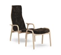 Swedese Fauteuil et repose-pieds Lamino hêtre laqué/peau de mouton Espresso (brun)