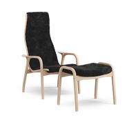 Swedese Fauteuil et repose-pieds Lamino hêtre laqué/peau de mouton Noir (noir)