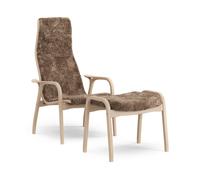 Swedese Fauteuil et repose-pieds Lamino hêtre laqué/peau de mouton Sahara (Brun nougat)