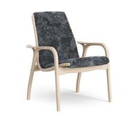 Swedese Fauteuil Laminett chêne pigmenté blanc/peau de mouton Charcoal (gris foncé)
