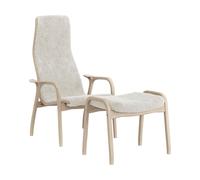 Swedese Fauteuil Lamino et repose-pieds pigmenté blanc/peau de mouton Off white (blanc)