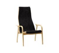 Swedese Fauteuil Lamino peau de mouton black. hêtre laqué naturel