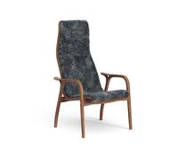 Swedese Fauteuil Lamino peau de mouton charcoal. noyer laqué