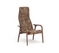 Swedese Fauteuil Lamino peau de mouton sahara. noyer laqué