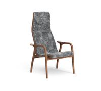 Swedese Fauteuil Lamino peau de mouton scandinavian grey. noyer laqué